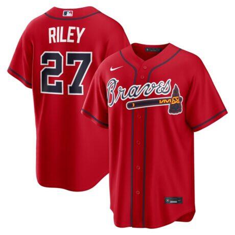 Austin Riley Atlanta Braves Nike Alternate 2 Replica Jersey - Red - Front View
