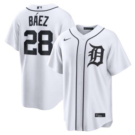 Javier Báez Detroit Tigers Nike Home Replica Jersey - White - Front View