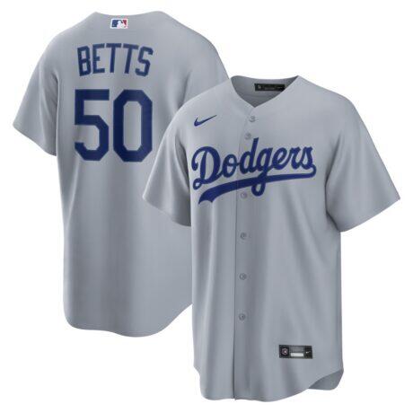 Mookie Betts Los Angeles Dodgers Nike Road Replica Jersey - Gray - Front View