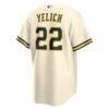 Christian Yelich Milwaukee Brewers Nike Home Replica Jersey - Cream - Detail View