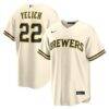 Christian Yelich Milwaukee Brewers Nike Home Replica Jersey - Cream - Front View