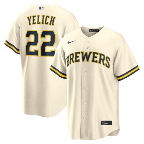 Christian Yelich Milwaukee Brewers Nike Home Replica Jersey - Cream - Front View