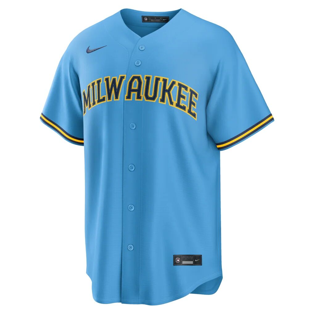 Jackson Chourio Milwaukee Brewers Nike Road Replica Jersey - Light Blue
