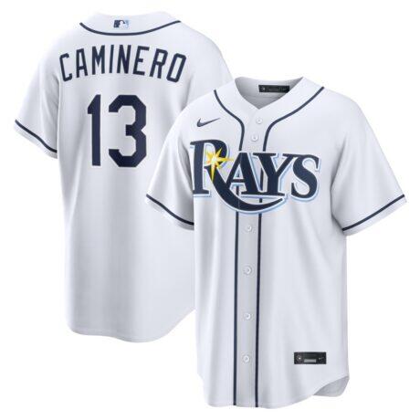Junior Caminero Tampa Bay Rays Nike Home Replica Jersey - White - Front View