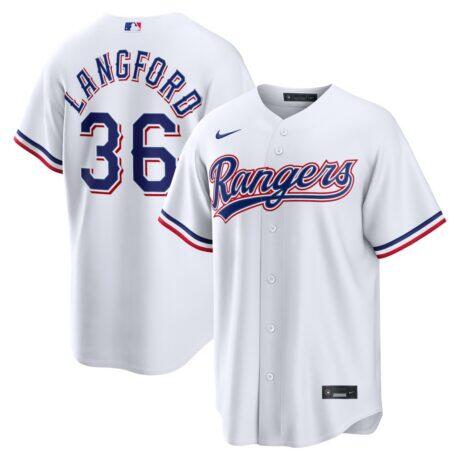 Wyatt Langford Texas Rangers Nike Home Replica Jersey - White - Front View