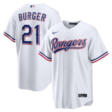 Jake Burger Texas Rangers Nike Home Replica Jersey - White - Front View