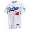 Mookie Betts Los Angeles Dodgers Nike Home Stadium Jersey - White - Side View