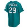 Cal Raleigh Seattle Mariners Nike Alternate 50th Season Patch Stadium Jersey - Teal - Detail View