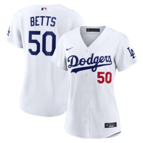Mookie Betts Los Angeles Dodgers Nike Women's Home Stadium Jersey - White - Front View