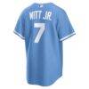 Bobby Witt Jr. Kansas City Royals Nike Alternate Replica Jersey - Light Blue - Detail View