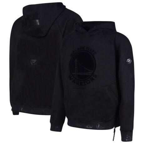 Golden State Warriors Protege Eco-Friendly Functional Suede Fashion Tonal Hoodie - Black - Front View