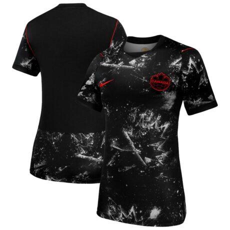 Canada Soccer Nike Women's 2026 Away Stadium Replica Jersey - Black - Front View