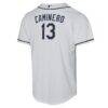 Junior Caminero Tampa Bay Rays Nike Youth Home Replica Player Jersey - White - Detail View