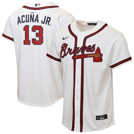 Ronald Acuña Jr. Atlanta Braves Nike Youth Home Replica Player Jersey - White - Front View