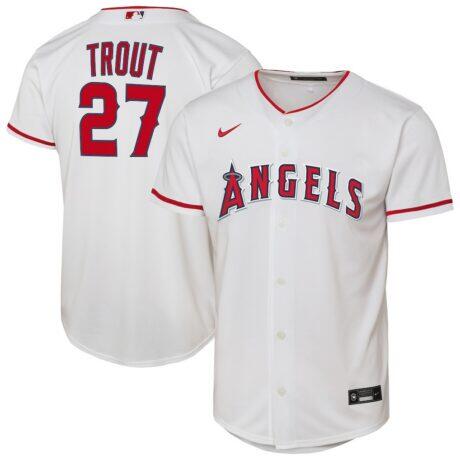 Mike Trout Los Angeles Angels Nike Youth Home Replica Player Jersey - White - Front View