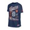 Detroit Tigers New Era Oversized Throwback Distressed T-Shirt - Navy - Detail View