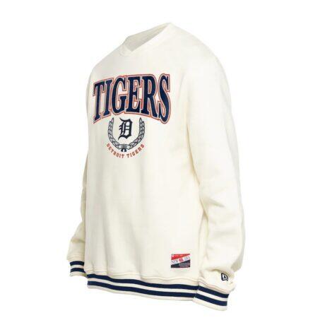 Detroit Tigers New Era Throwback Sweatshirt - White - Front View