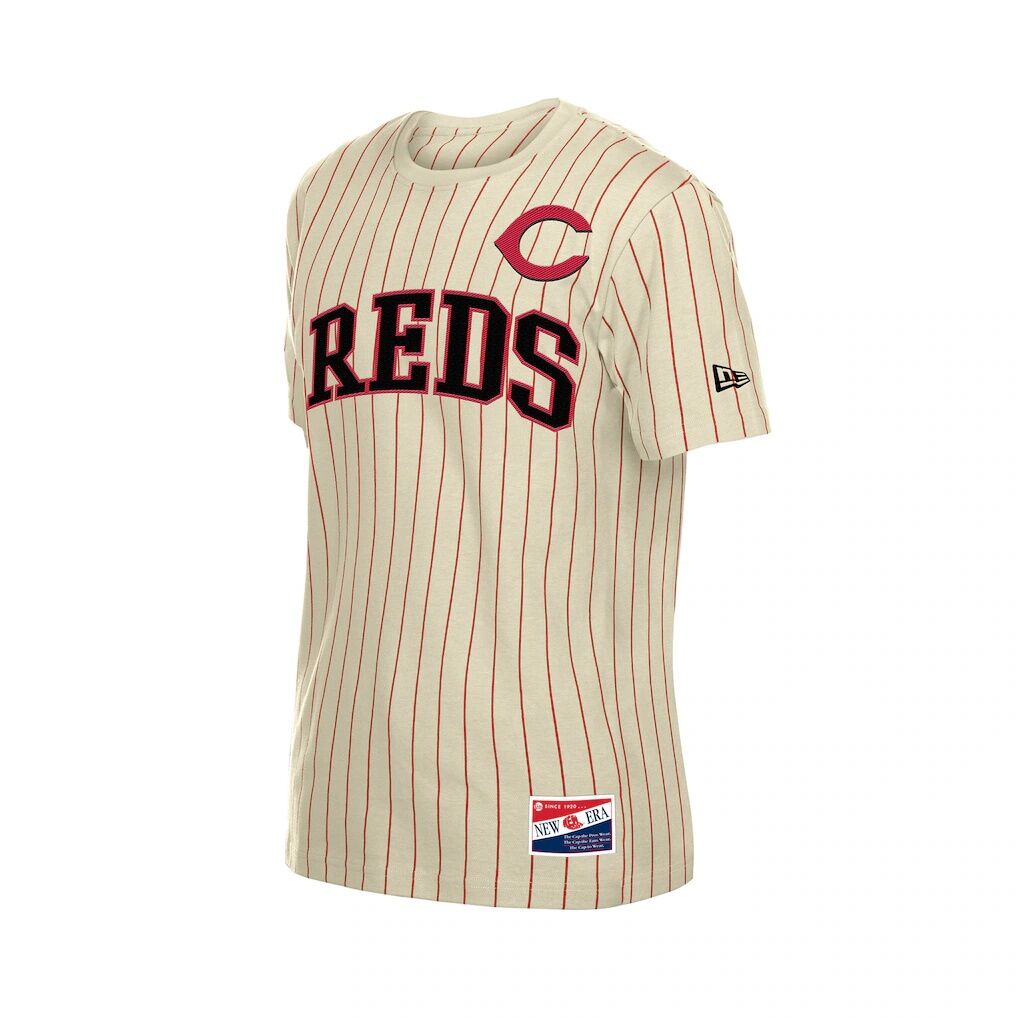 Cincinnati Reds New Era Throwback Meshback Pinstripe T-Shirt