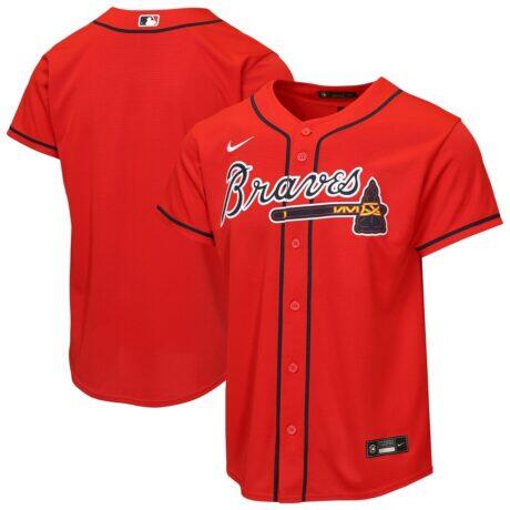 Atlanta Braves Nike Youth Alternate Replica Jersey - Red - Front View