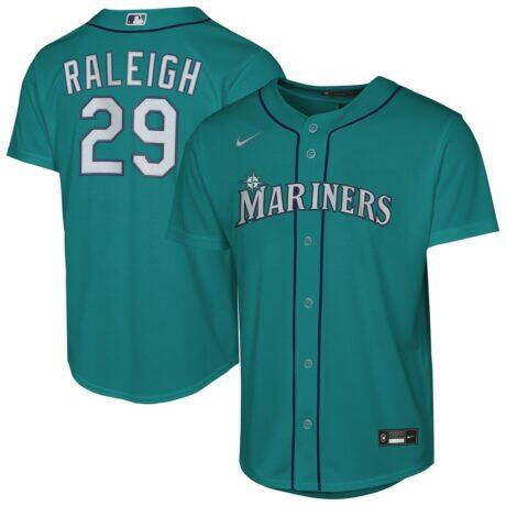 Cal Raleigh Seattle Mariners Nike Youth Alternate Replica Jersey - Teal - Front View