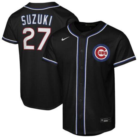 Seiya Suzuki Chicago Cubs Nike Youth Fashion Replica Player Jersey - Black - Front View