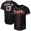 Ronald Acuña Jr. Atlanta Braves Nike Youth Fashion Replica Player Jersey - Black - Front View