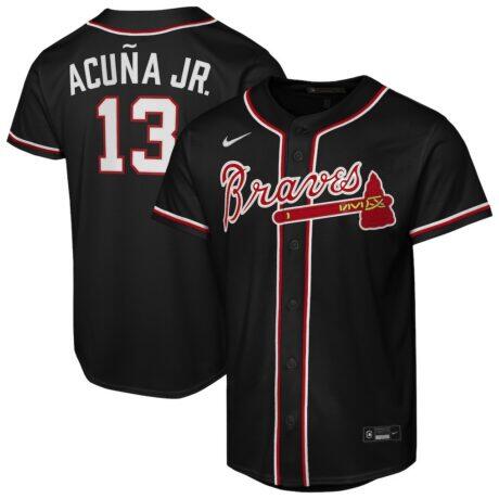 Ronald Acuña Jr. Atlanta Braves Nike Youth Fashion Replica Player Jersey - Black - Front View