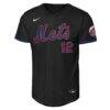 Francisco Lindor New York Mets Nike Youth Alternate Stadium Player Jersey - Black - Side View