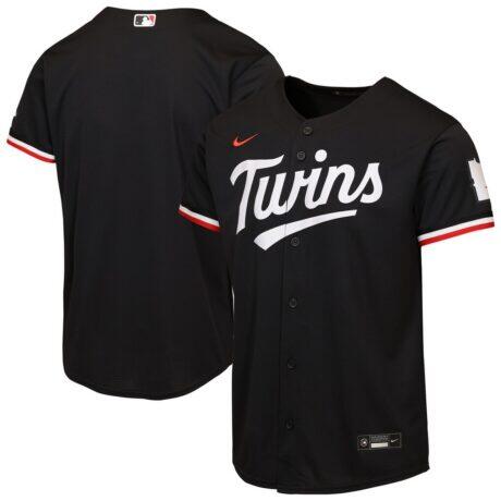 Minnesota Twins Nike Youth Alternate 2 Stadium Jersey - Black - Front View