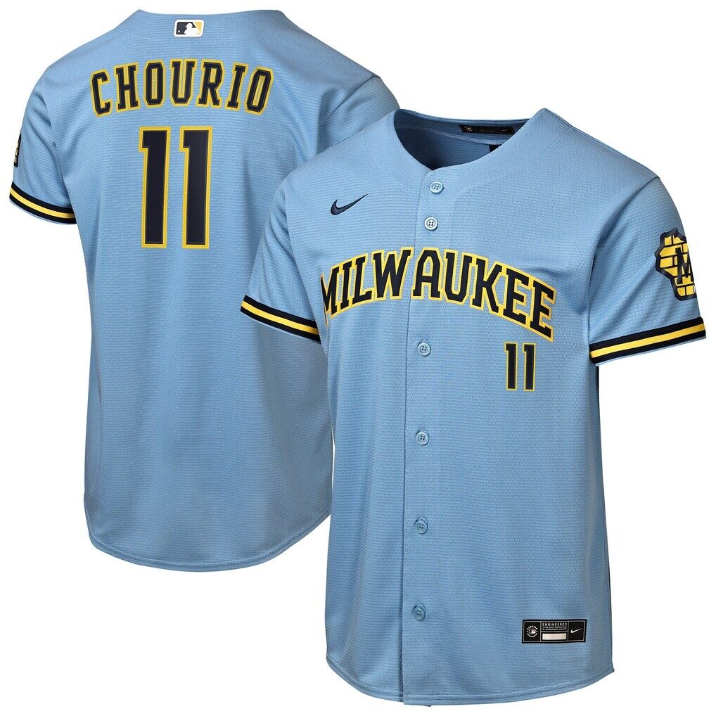 Jackson Chourio Milwaukee Brewers Nike Youth Road Stadium Jersey - Powder Blue