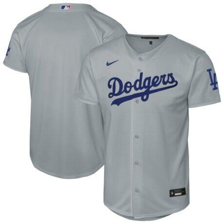 Los Angeles Dodgers Nike Youth Alternate Stadium Jersey - Gray - Front View