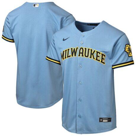 Milwaukee Brewers Nike Youth Road Stadium Jersey - - Front View