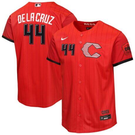Elly De La Cruz Cincinnati Reds Nike Youth 2026 City Connect Stadium Jersey - Red - Front View