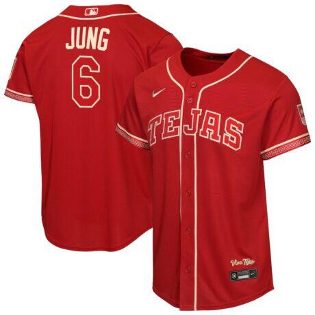 Josh Jung Texas Rangers Nike Youth 2026 City Connect Stadium Jersey - Red - Front View