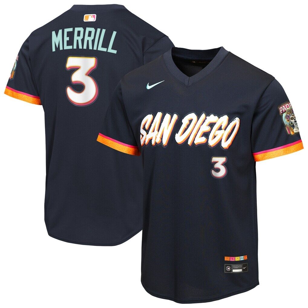 Jackson Merrill San Diego Padres Nike Youth 2026 City Connect Stadium Jersey - Obsidian
