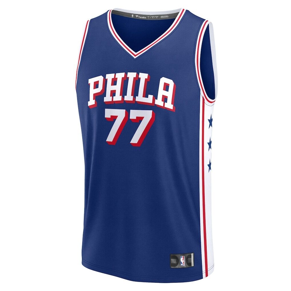 V. J. Edgecombe Philadelphia 76ers Fashion7 Youth 2025 NBA Draft First Round Pick Fast Break Replica Jersey – Icon Edition – Royal