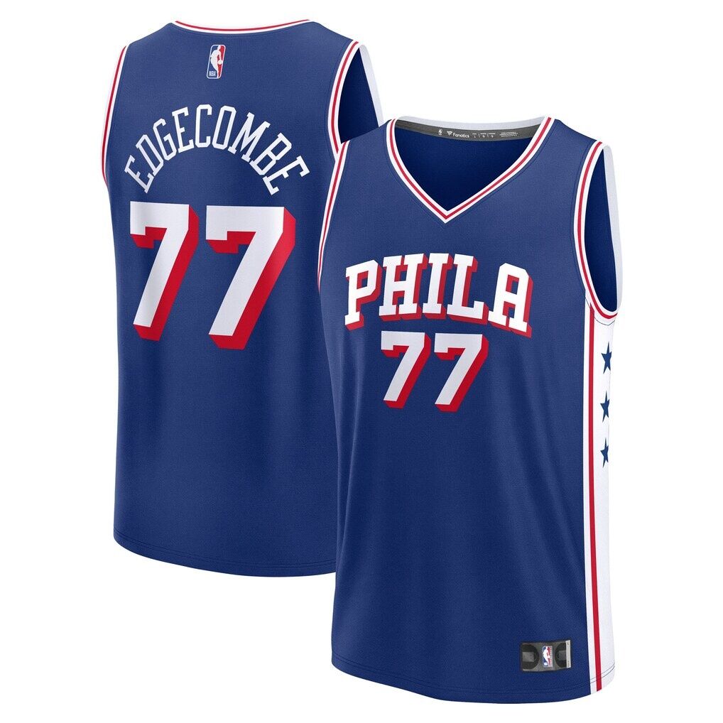 V. J. Edgecombe Philadelphia 76ers Fashion7 Youth 2025 NBA Draft First Round Pick Fast Break Replica Jersey – Icon Edition – Royal
