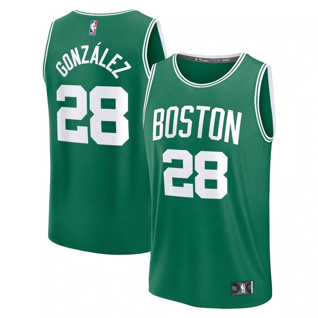 Hugo Gonzalez Boston Celtics Fashion7 2025 NBA Draft First Round Pick Fast Break Replica Jersey - Icon Edition - Kelly Green