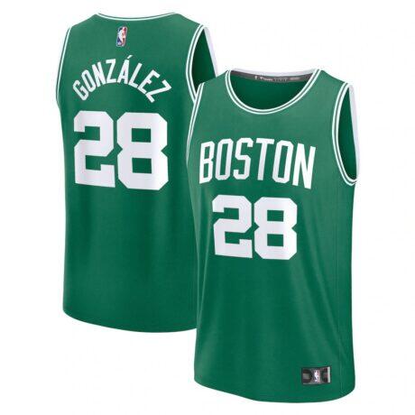 Hugo Gonzalez Boston Celtics Fanatics Youth 2025 NBA Draft First Round Pick Fast Break Replica Jersey - Icon Edition - - Front View