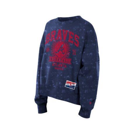 Atlanta Braves New Era Women's Throwback Oversized Boxy Sweatshirt - Navy - Front View