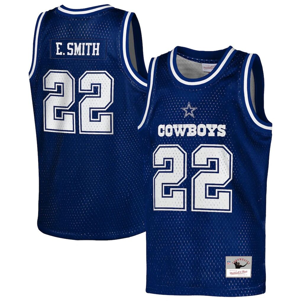 Emmitt Smith Dallas Cowboys Mitchell & Ness Youth Retired Player NFL Basketball Fashion Jersey