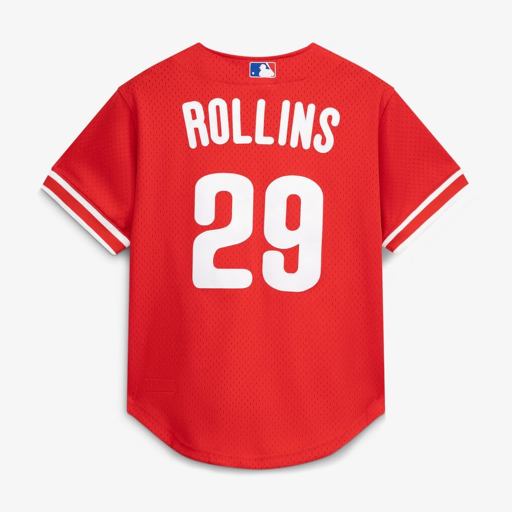 Jimmy Rollins Philadelphia Phillies Mitchell & Ness Cooperstown Mesh Batting Practice Button-Up Jersey