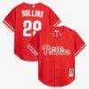 Jimmy Rollins Philadelphia Phillies Mitchell & Ness Cooperstown Mesh Batting Practice Button-Up Jersey - Red - Front View