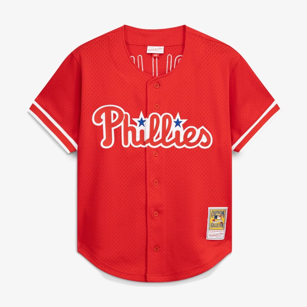 Jimmy Rollins Philadelphia Phillies Mitchell & Ness Cooperstown Mesh Batting Practice Button-Up Jersey