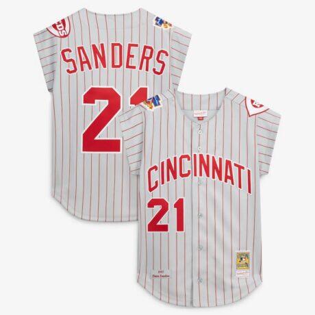 Deion Sanders Cincinnati Reds Mitchell & Ness 1997 Authentic Jersey - Gray - Front View