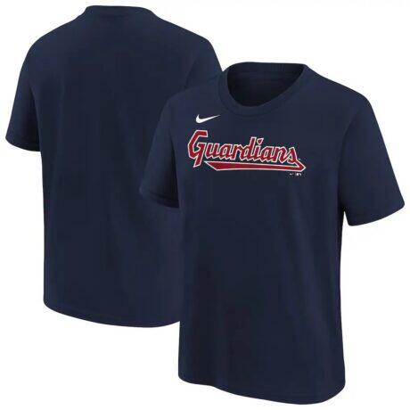 Cleveland Guardians Nike Youth Wordmark T-Shirt - Navy - Front View