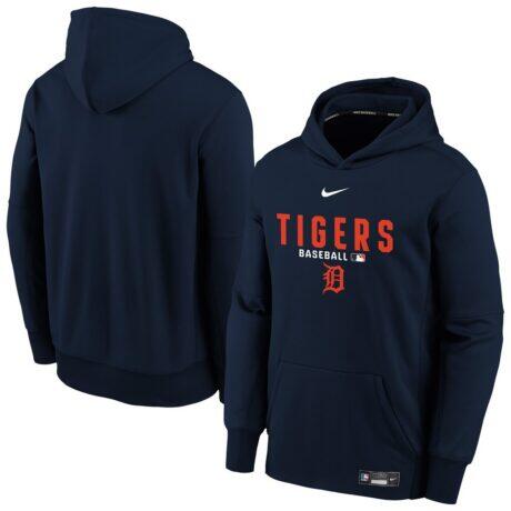 Detroit Tigers Nike Youth Authentic Collection Therma-FIT Hoodie - Navy - Front View