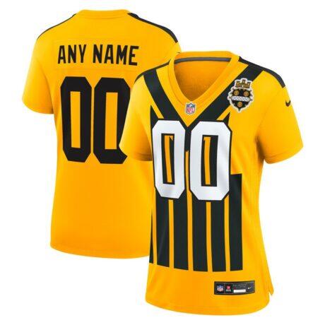 Pittsburgh Steelers Nike Women's Alternate 1933 Throwback Game Custom Jersey - Gold - Front View