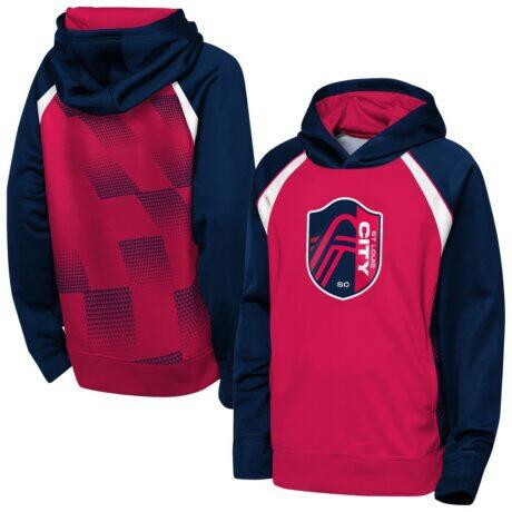 St. Louis CITY SC Outerstuff Youth Striker Fleece Hoodie - Red - Front View