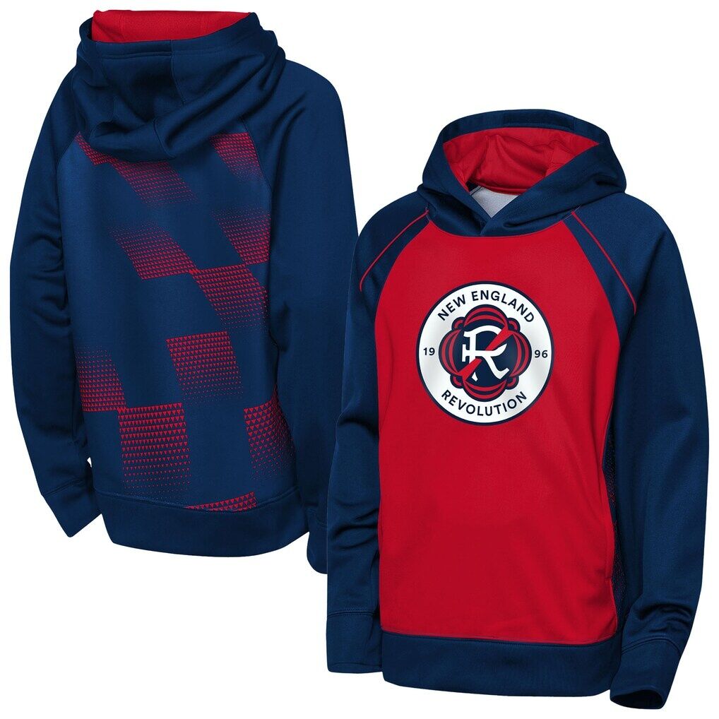New England Revolution Outerstuff Youth Striker Fleece Hoodie - Red/Navy